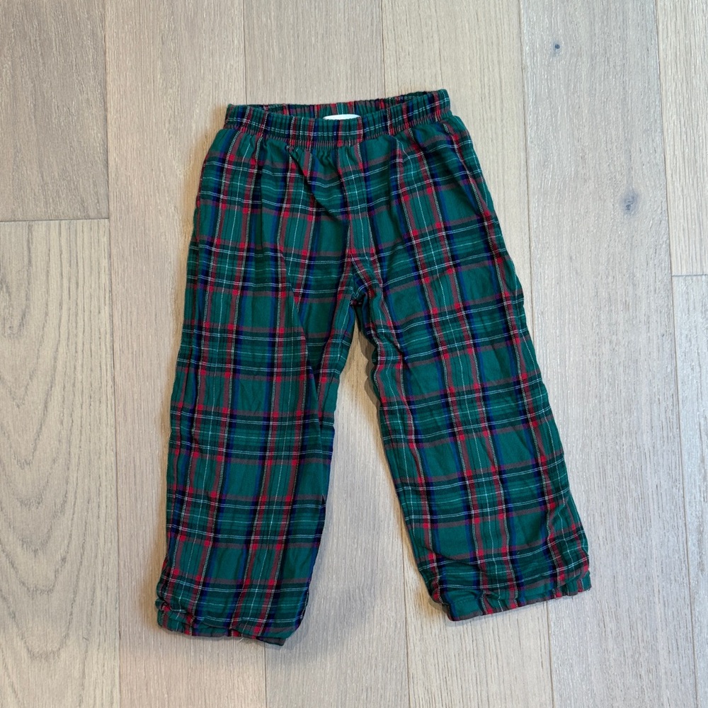 Plaid Kids Christmas Pants - Green and Red